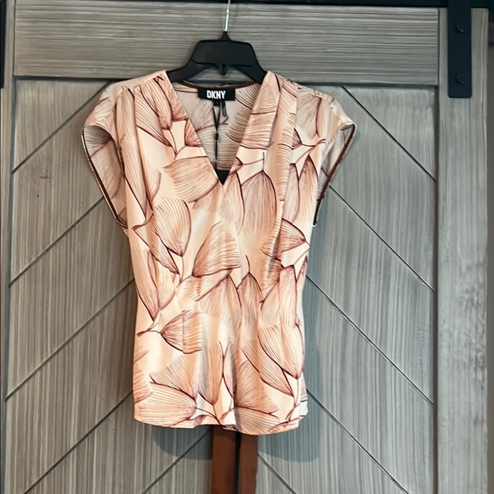 DKNY Pink Cap Sleeve Fitted Blouse